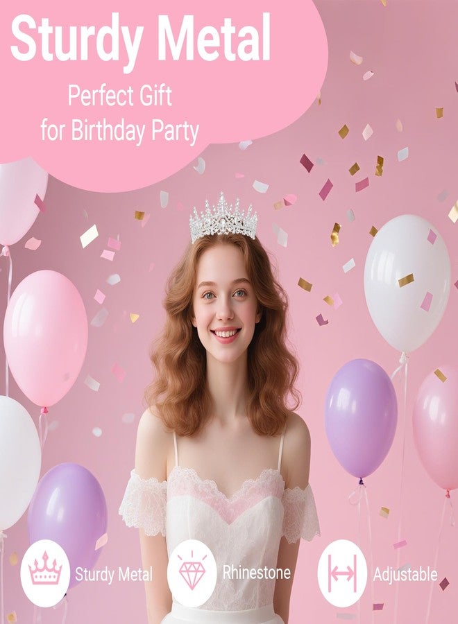 Papoopy Birthday Tiara and Crown with Sash, Birthday Tiara for Women Birthday Party (Silver) - Image 3